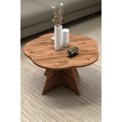 Çiçek Formlu Kahverengi Orta Sehpa - 70 cm