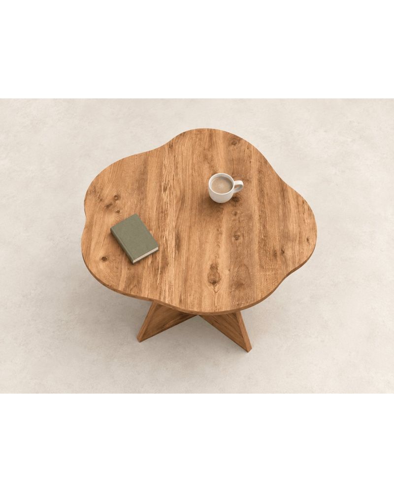 Çiçek Formlu Kahverengi Orta Sehpa - 70 cm