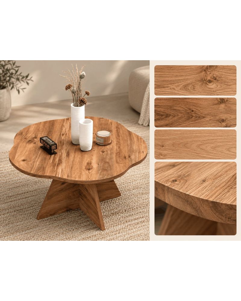 Çiçek Formlu Kahverengi Orta Sehpa - 70 cm