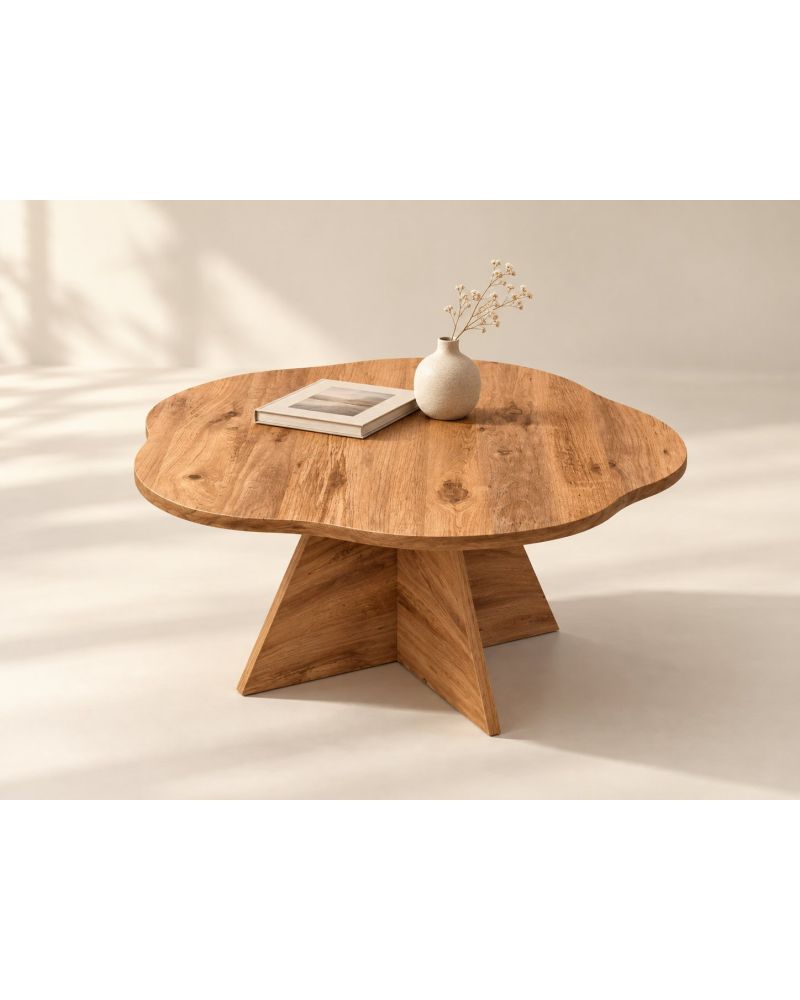 Çiçek Formlu Kahverengi Orta Sehpa - 70 cm
