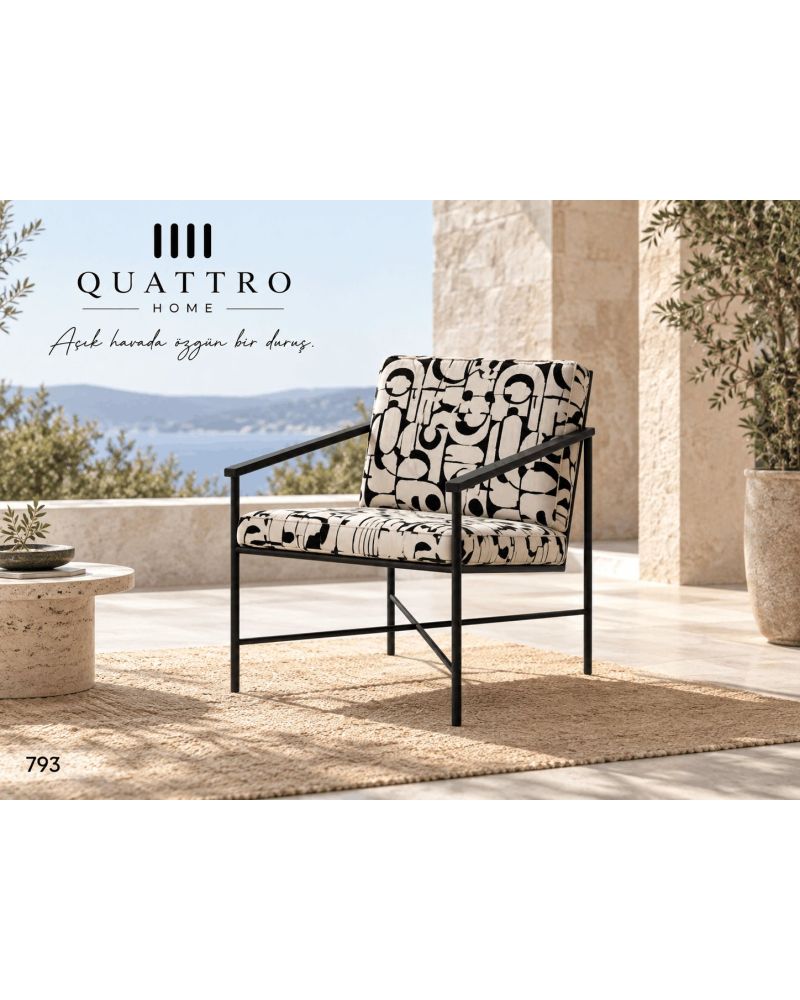 Novera 793 Desenli Metal Berjer-Genişlik: 78 cm Derinlik: 64 cm Yükseklik: 74 cm