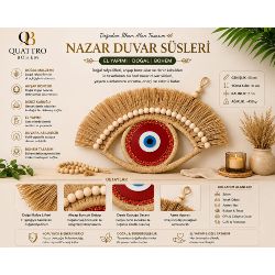 Bohem El Yapımı Kırmızı Koruyucu Nazar Gözü Duvar Süsü