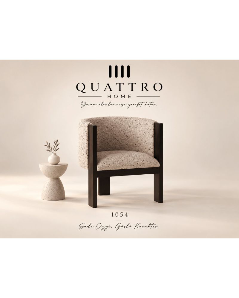 Lunera 1054 Modern Ahşap Detaylı Berjer-Genişlik: 60 cm Derinlik: 68 cm Yükseklik: 72 cm