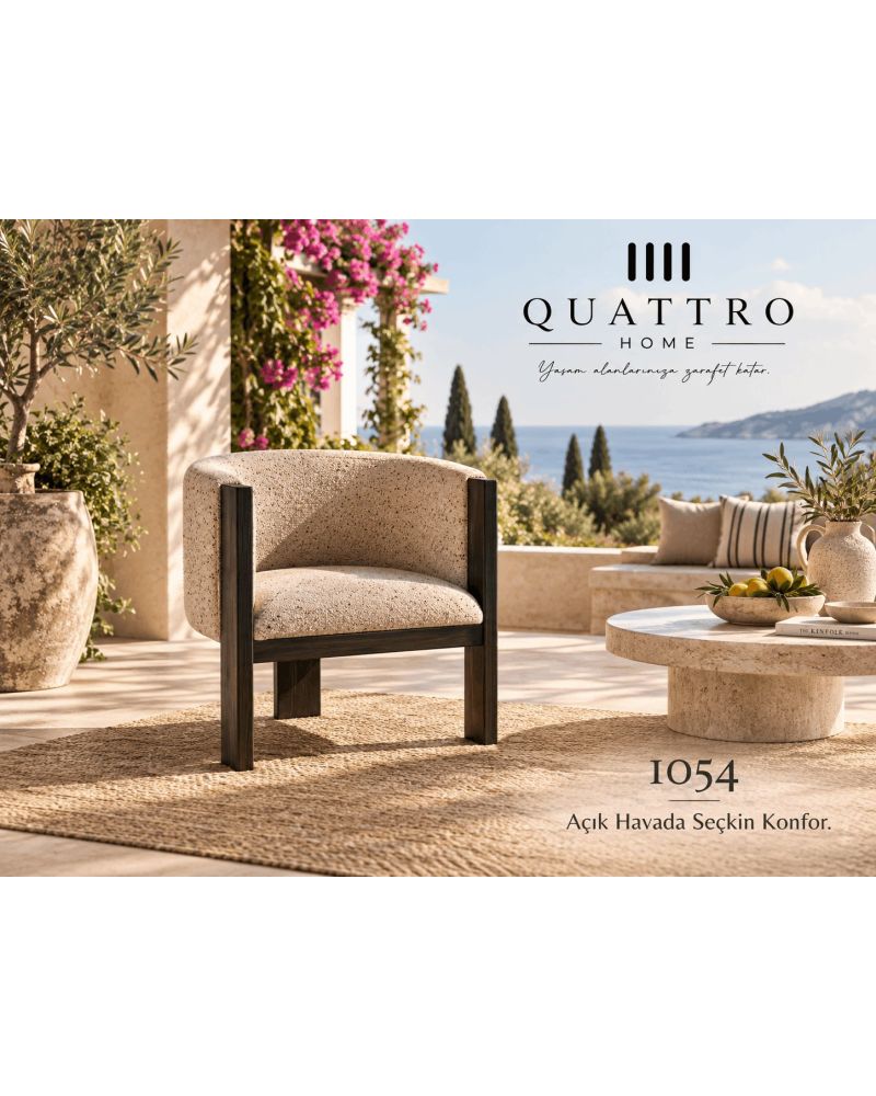Lunera 1054 Modern Ahşap Detaylı Berjer-Genişlik: 60 cm Derinlik: 68 cm Yükseklik: 72 cm