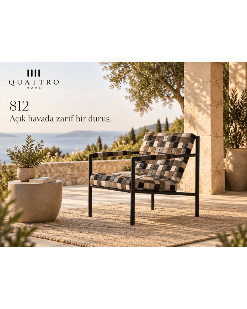 Veyron 812 Modern Örgü Detaylı Metal Berjer-Genişlik: 78 cm Derinlik: 64 cm Yükseklik: 74 cm