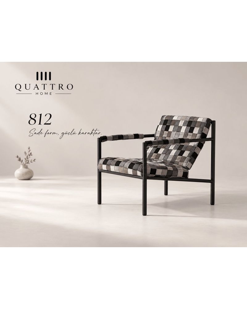 Veyron 812 Modern Örgü Detaylı Metal Berjer-Genişlik: 78 cm Derinlik: 64 cm Yükseklik: 74 cm