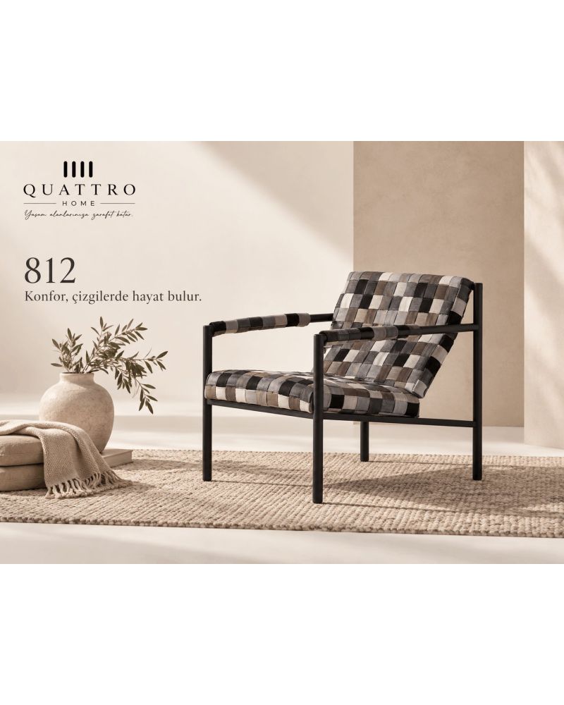 Veyron 812 Modern Örgü Detaylı Metal Berjer-Genişlik: 78 cm Derinlik: 64 cm Yükseklik: 74 cm