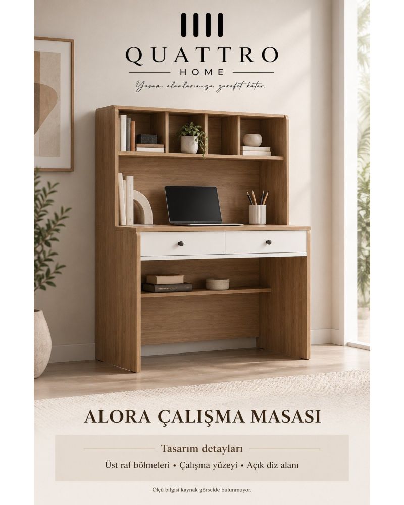 Alora Kitaplıklı Çalışma Masası-152 × 52 × 142 cm