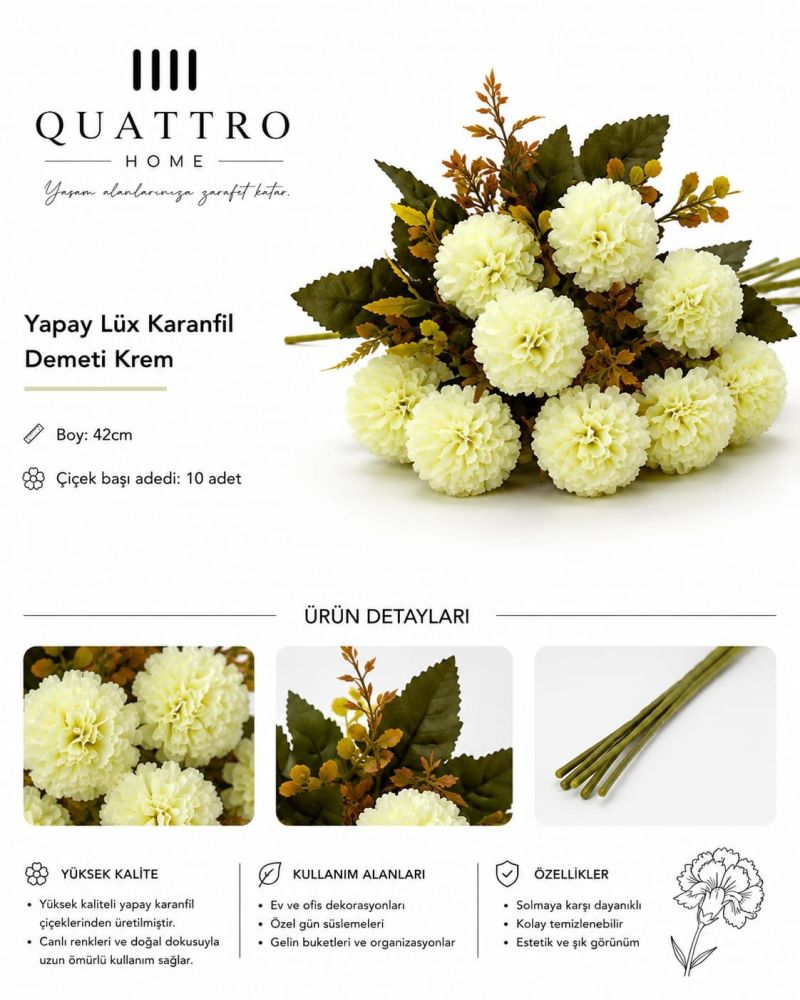 Yapay Lüks Karanfil Demeti Bordo
