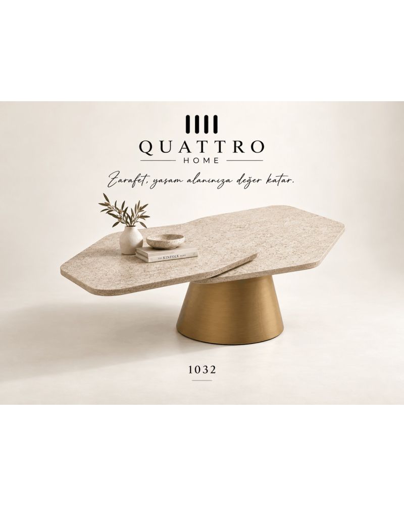 Lunessa 1032 Taş Görünümlü Orta Sehpa-Genişlik: 87 cm Derinlik: 73 cm Yükseklik: 47 cm