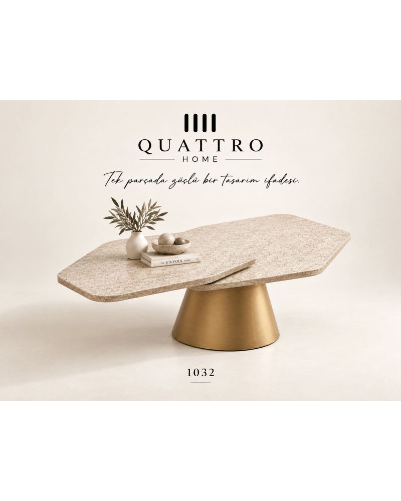 Lunessa 1032 Taş Görünümlü Orta Sehpa-Genişlik: 87 cm Derinlik: 73 cm Yükseklik: 47 cm