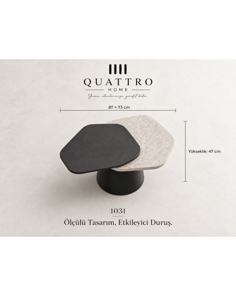 Varelia 1031 Çift Tablalı Orta Sehpa-Genişlik: 87 cm Derinlik: 73 cm Yükseklik: 47 cm