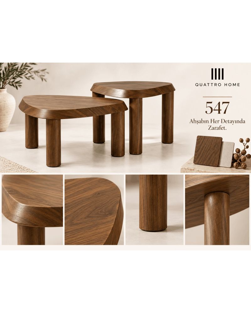 Lunera 547 İkili Ahşap Orta Sehpa Takımı-Büyük Sehpa: 110 × 71 cm Büyük Sehpa Yüksekliği: 42 cm Küçük Sehpa: 83 × 60 cm Küçük Sehpa Yüksekliği: 45 cm