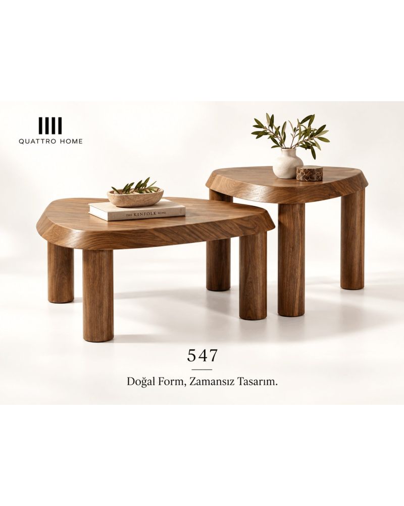Lunera 547 İkili Ahşap Orta Sehpa Takımı-Büyük Sehpa: 110 × 71 cm Büyük Sehpa Yüksekliği: 42 cm Küçük Sehpa: 83 × 60 cm Küçük Sehpa Yüksekliği: 45 cm