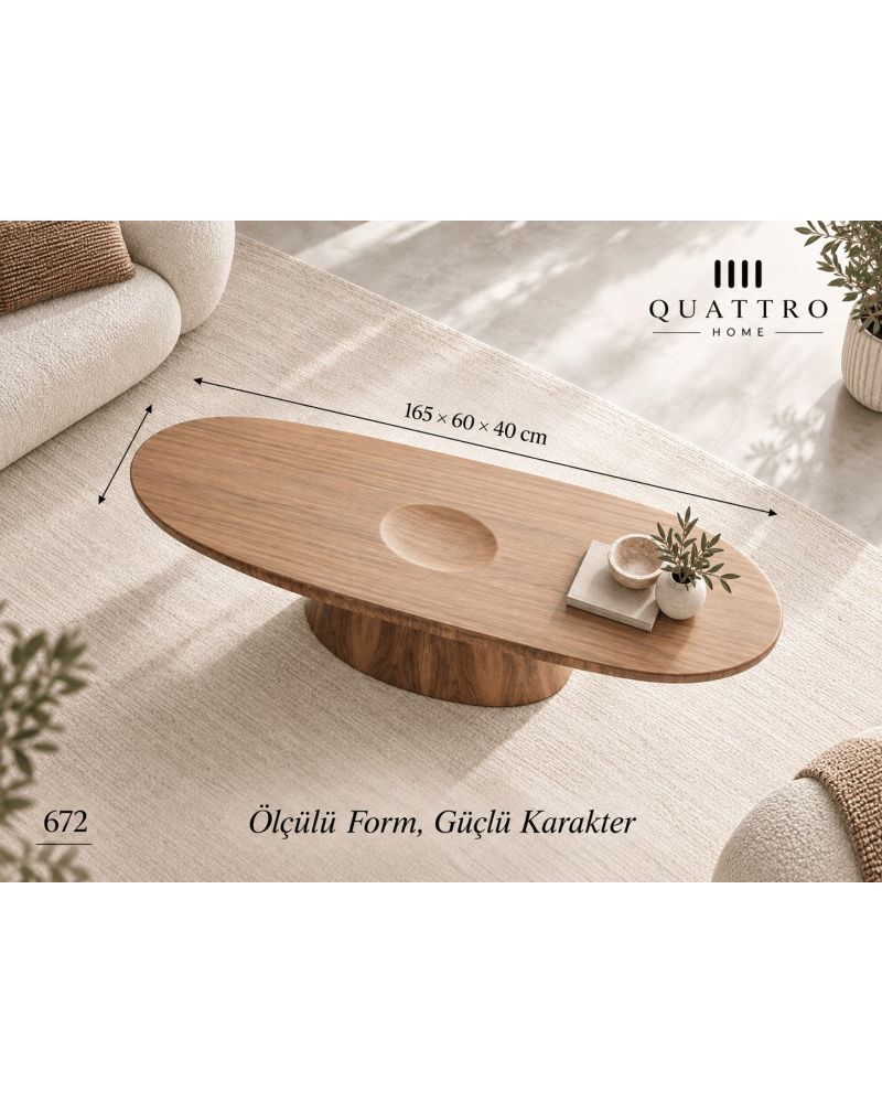 Lunessa 672 Ahşap Orta Sehpa-Ölçü: 165 × 60 × 40 cm