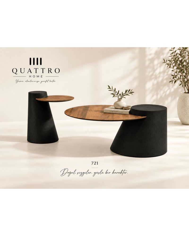 Arvena 721 İkili Orta Sehpa-Büyük Sehpa Tabla Ölçüsü: 103 × 58 cm Küçük Sehpa Tabla Ölçüsü: 85 × 45 cm Yükseklik: 41–51 cm