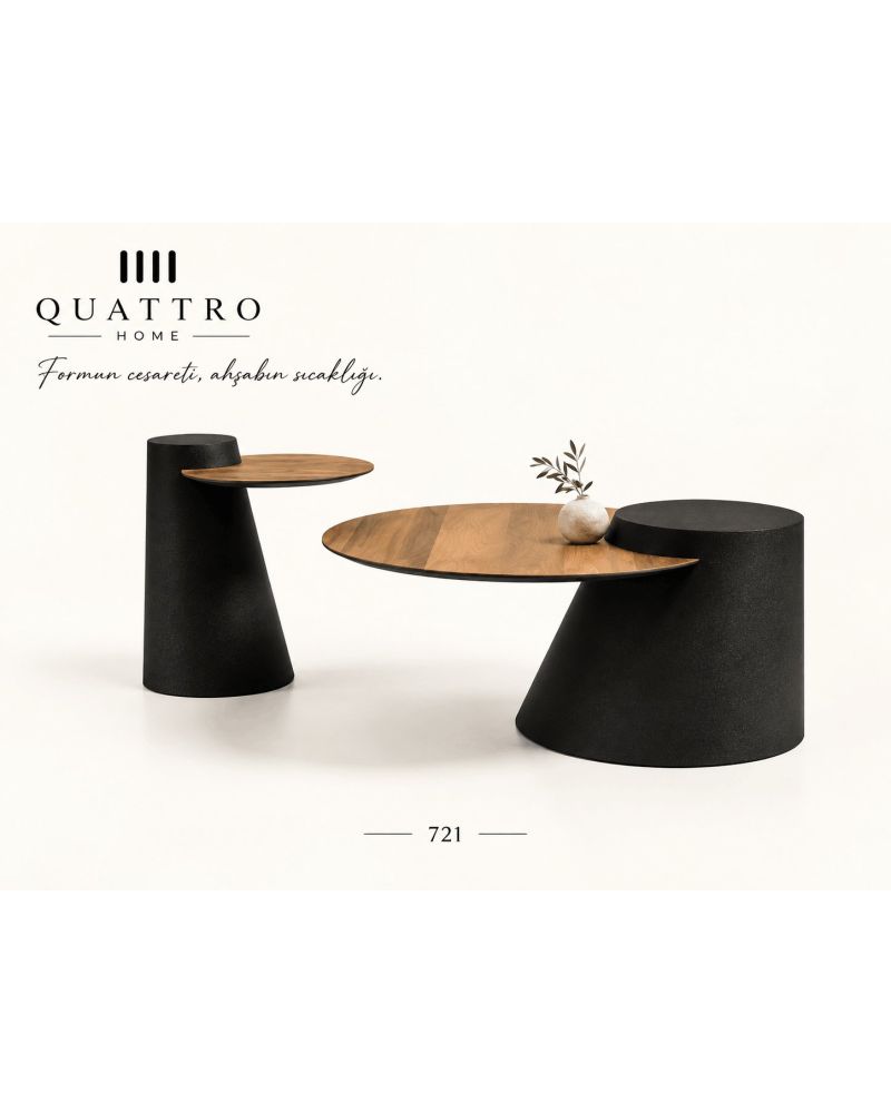 Arvena 721 İkili Orta Sehpa-Büyük Sehpa Tabla Ölçüsü: 103 × 58 cm Küçük Sehpa Tabla Ölçüsü: 85 × 45 cm Yükseklik: 41–51 cm