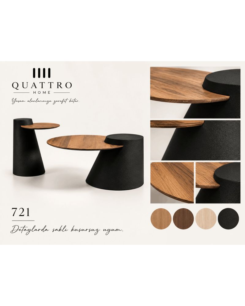 Arvena 721 İkili Orta Sehpa-Büyük Sehpa Tabla Ölçüsü: 103 × 58 cm Küçük Sehpa Tabla Ölçüsü: 85 × 45 cm Yükseklik: 41–51 cm