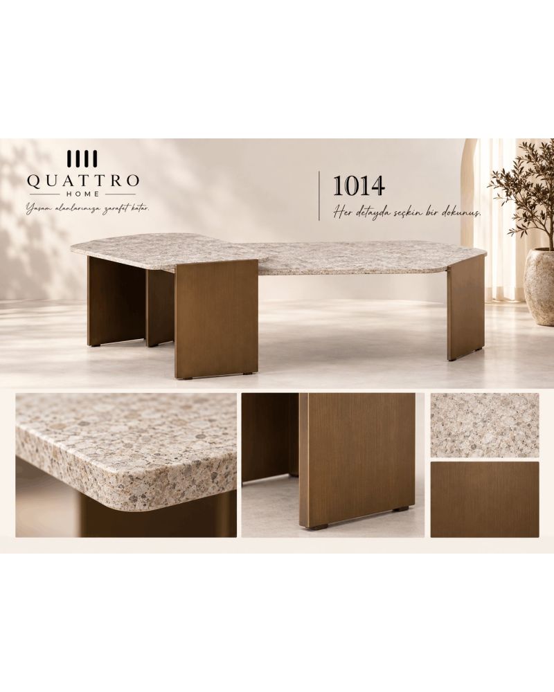 Varello 1014 İkili Orta Sehpa-Büyük Sehpa: 200 × 65 × 35 cm Küçük Sehpa: 70 × 55 × 42 cm