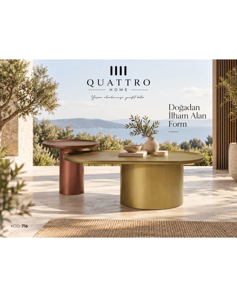 Aurelio 716 İkili Orta Sehpa-Büyük Sehpa: 110 × 60 cm Küçük Sehpa: 50 × 50 cm Yükseklik: 38 / 45 cm