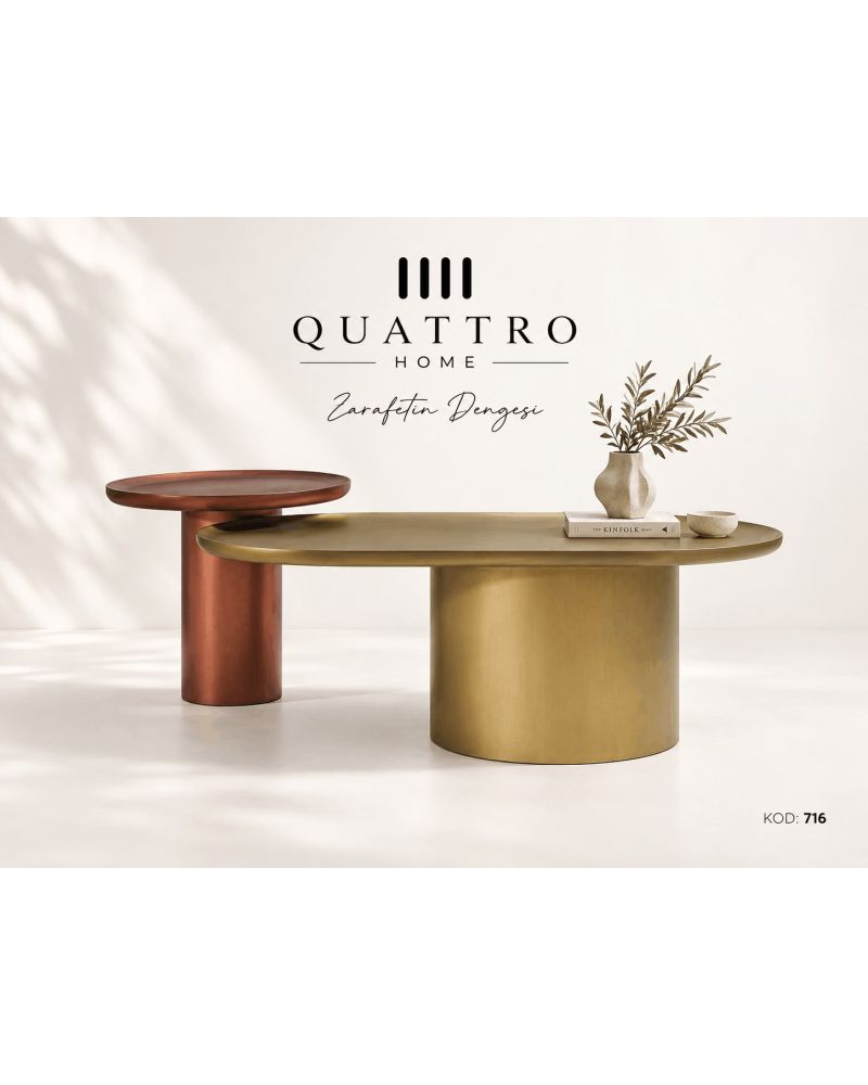 Aurelio 716 İkili Orta Sehpa-Büyük Sehpa: 110 × 60 cm Küçük Sehpa: 50 × 50 cm Yükseklik: 38 / 45 cm