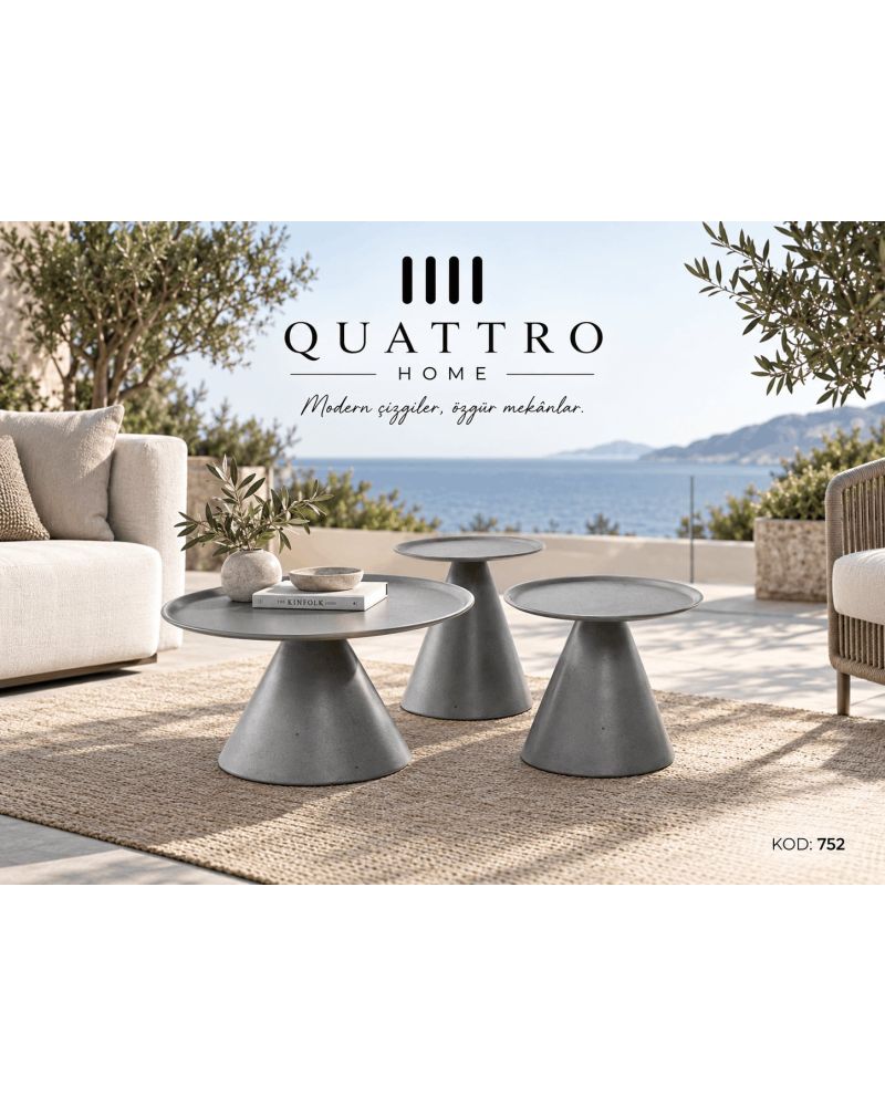 Lunaro 752 3’lü Yuvarlak Orta Sehpa-Sehpa: 70 × 70 × 44 cm Sehpa: 70 × 70 × 44 cm Sehpa: 40 × 40 × 48 cm