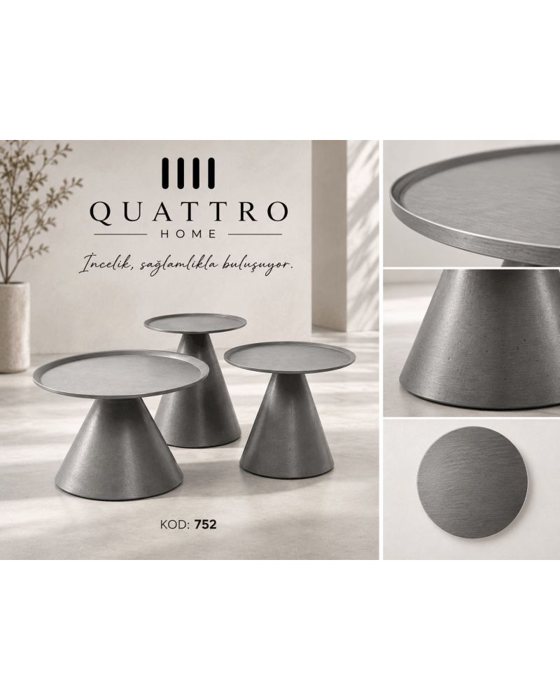 Lunaro 752 3’lü Yuvarlak Orta Sehpa-Sehpa: 70 × 70 × 44 cm Sehpa: 70 × 70 × 44 cm Sehpa: 40 × 40 × 48 cm