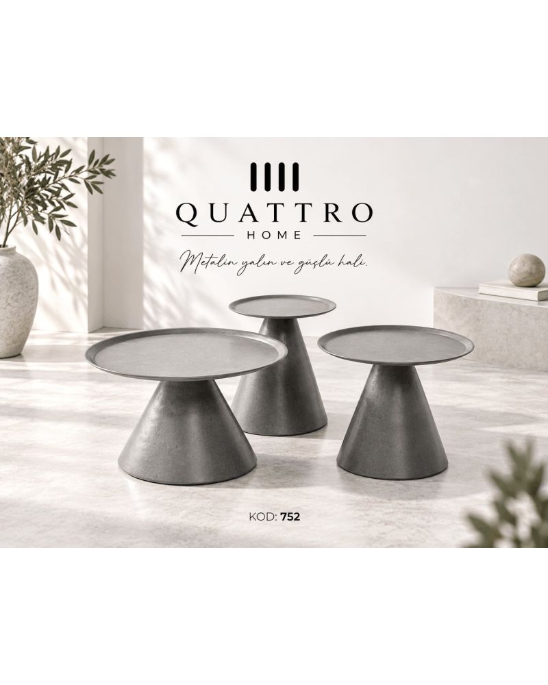 Lunaro 752 3’lü Yuvarlak Orta Sehpa-Sehpa: 70 × 70 × 44 cm Sehpa: 70 × 70 × 44 cm Sehpa: 40 × 40 × 48 cm