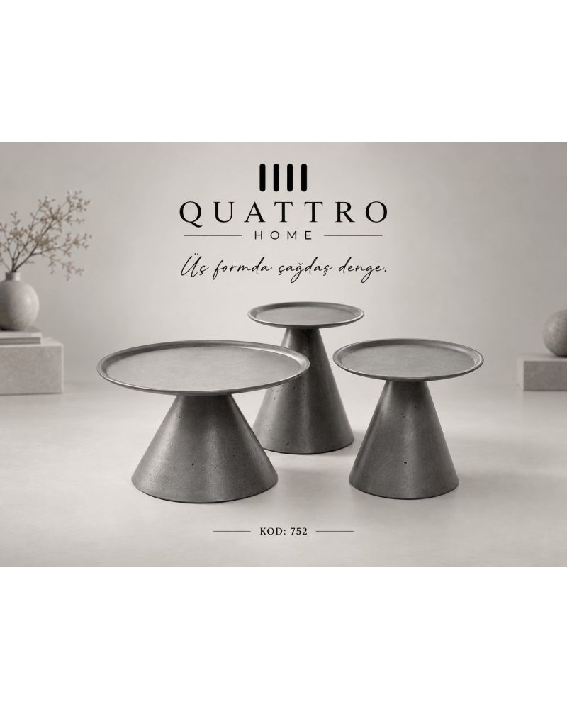Lunaro 752 3’lü Yuvarlak Orta Sehpa-Sehpa: 70 × 70 × 44 cm Sehpa: 70 × 70 × 44 cm Sehpa: 40 × 40 × 48 cm