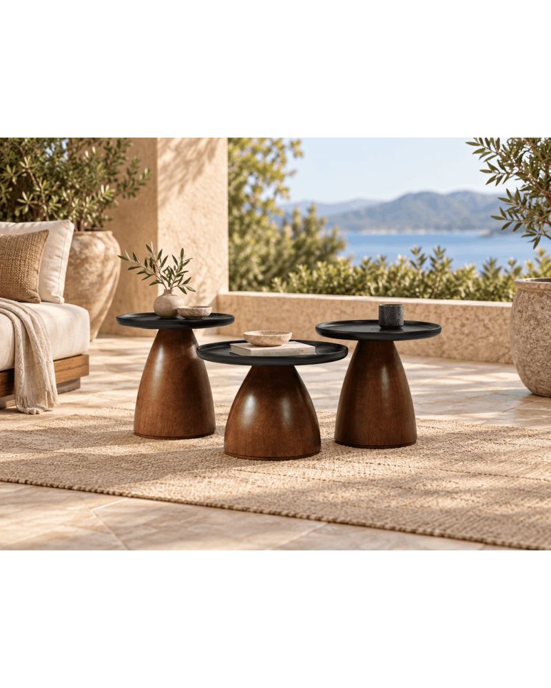 Varello 631 3’lü Yuvarlak Orta Sehpa-1. parça: 70 × 70 × 38 cm   2. parça: 60 × 60 × 49 cm   3. parça: 45 × 45 × 52 cm