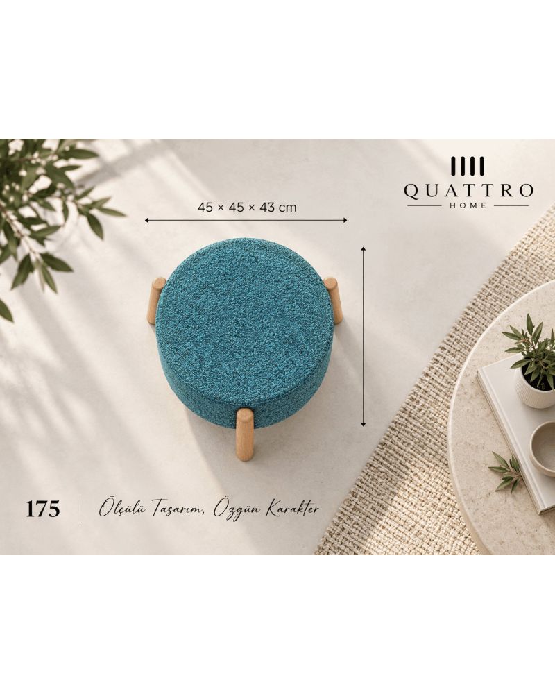 Lunessa 175 Dekoratif Puf-Genişlik: 45 cm Derinlik: 45 cm Yükseklik: 43 cm