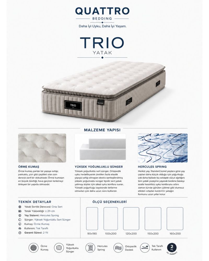 Trio Tek Kişilik Ortopedik Yatak