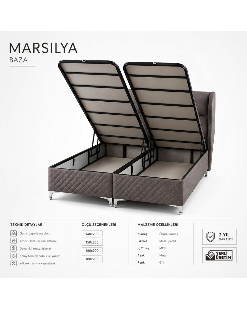 Marsilya Çift Kişilik Baza Başlık ve Yatak Seti