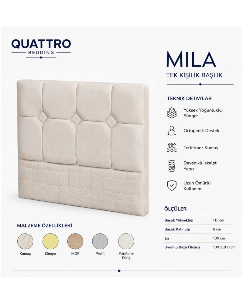 Mila Tek Kişilik Yatak Başlığı