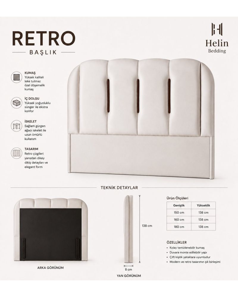 Retro Çift Kişilik Yatak Başlığı