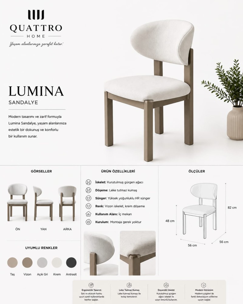 Lumina Modern Yemek Sandalyesi
