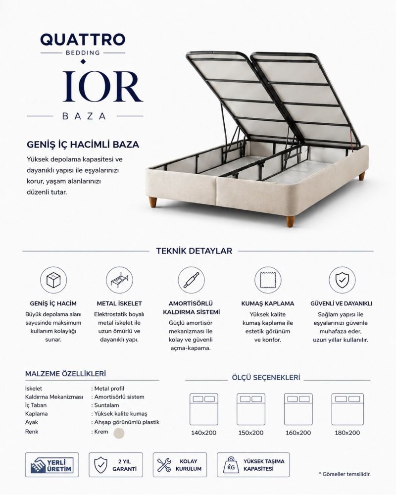 Ior Çift Kişilik Sandıklı Baza