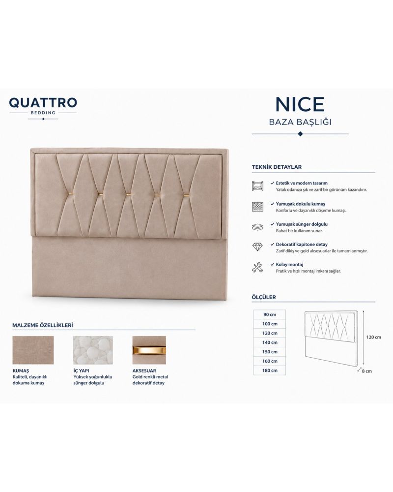 Quattro Home Nice Çift Kişilik Baza Başlık Yatak Seti
