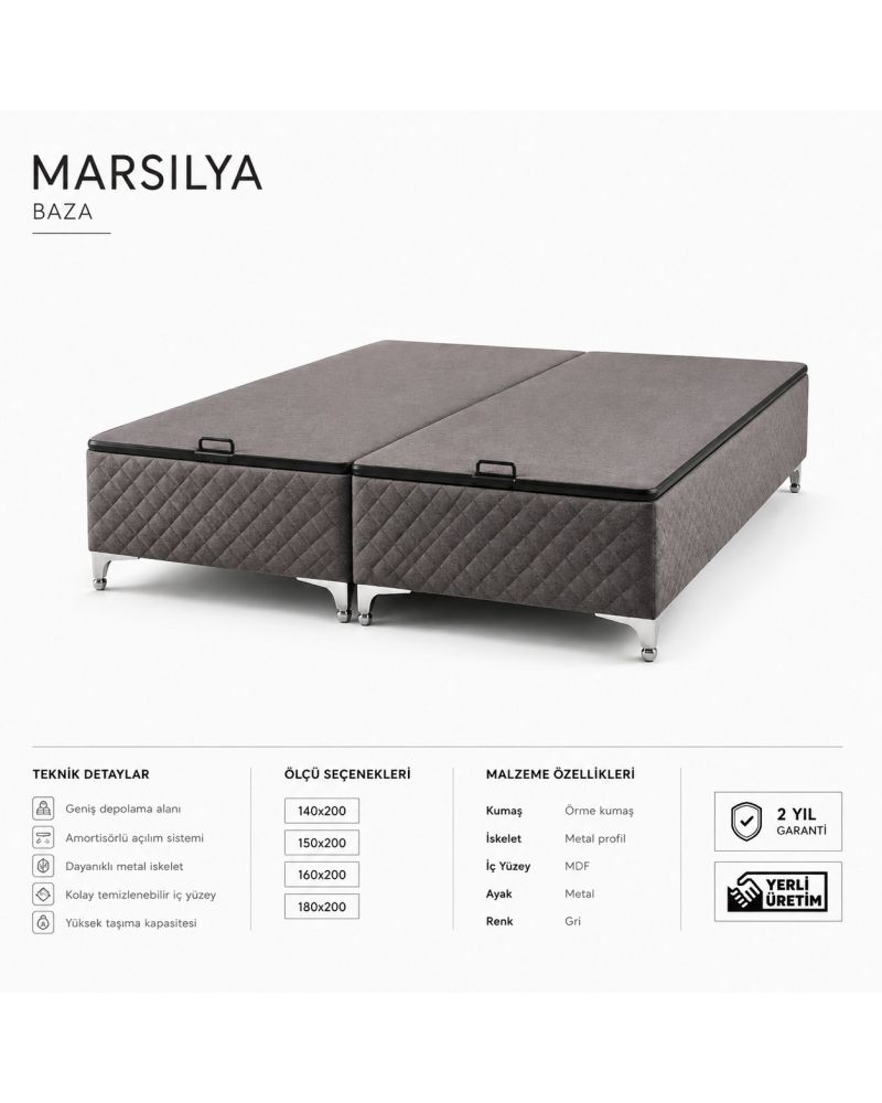 Marsilya Çift Kişilik Sandıklı Baza