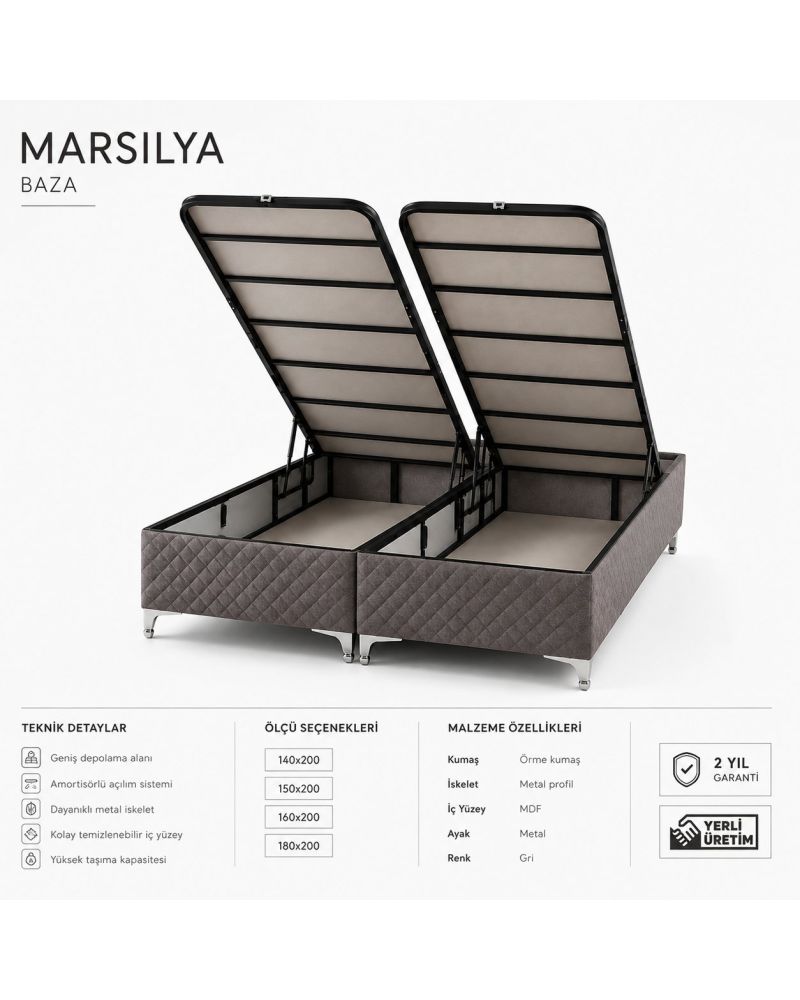 Marsilya Çift Kişilik Sandıklı Baza