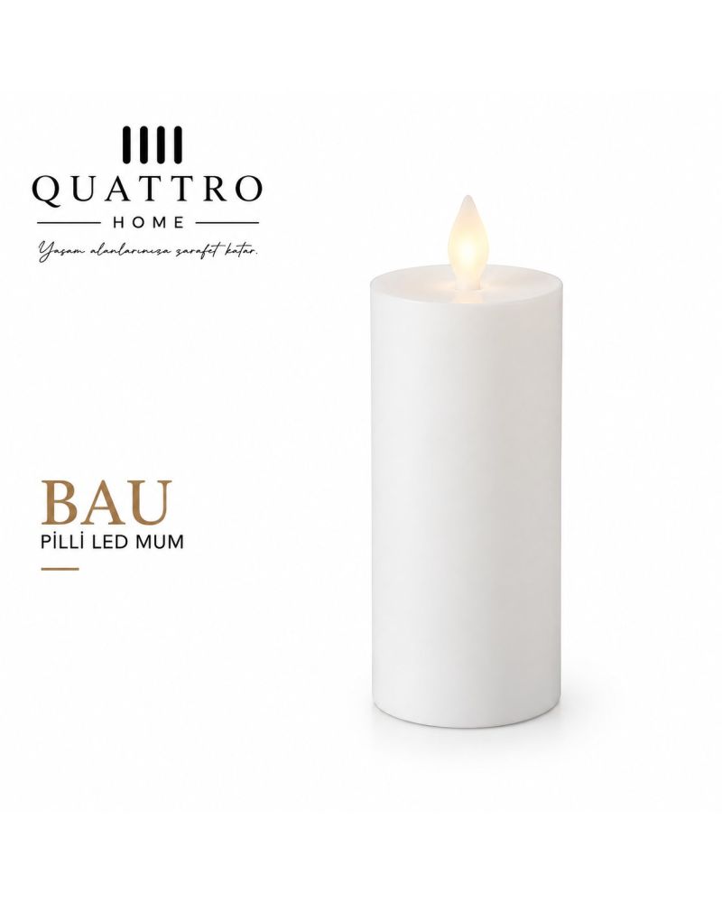 Quattro Home Bau Pilli LED Mum 15 cm Sıcak Beyaz Işık