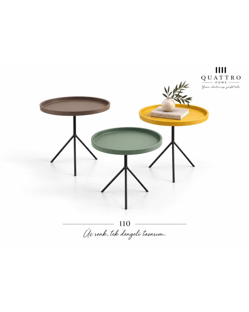 Mireva 110 Üçlü Zigon Sehpa-Genişlik: 45 / 45 / 45 cm Uzunluk: 45 / 45 / 45 cm Yükseklik: 61 / 57 / 53 cm