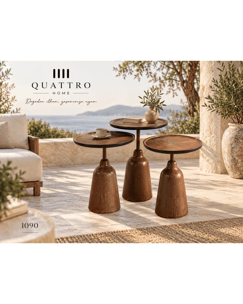 Aurelia 1090 Üçlü Zigon Sehpa-45 × 45 × 55 cm, 45 × 45 × 47 cm ve 45 × 45 × 44 cm.