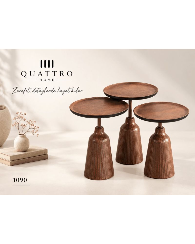 Aurelia 1090 Üçlü Zigon Sehpa-45 × 45 × 55 cm, 45 × 45 × 47 cm ve 45 × 45 × 44 cm.