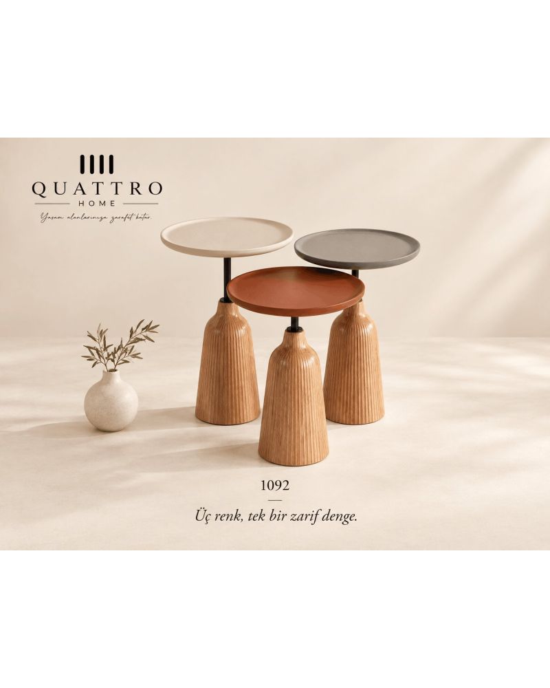Lunera 1092 Üçlü Zigon Sehpa-Genişlik: 45 / 45 / 45 cm Uzunluk: 45 / 45 / 45 cm Yükseklik: 55 / 47 / 44 cm