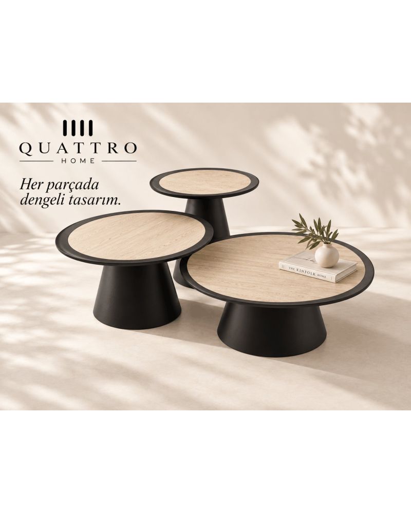 Üçlü Orta Sehpa Seti -1. parça: 45 × 45 × 55 cm 2. parça: 45 × 45 × 47 cm 3. parça: 45 × 45 × 44 cm