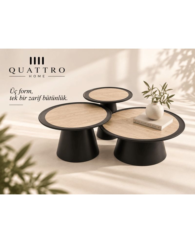 Üçlü Orta Sehpa Seti -1. parça: 45 × 45 × 55 cm 2. parça: 45 × 45 × 47 cm 3. parça: 45 × 45 × 44 cm