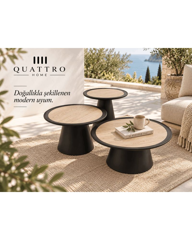 Üçlü Orta Sehpa Seti -1. parça: 45 × 45 × 55 cm 2. parça: 45 × 45 × 47 cm 3. parça: 45 × 45 × 44 cm