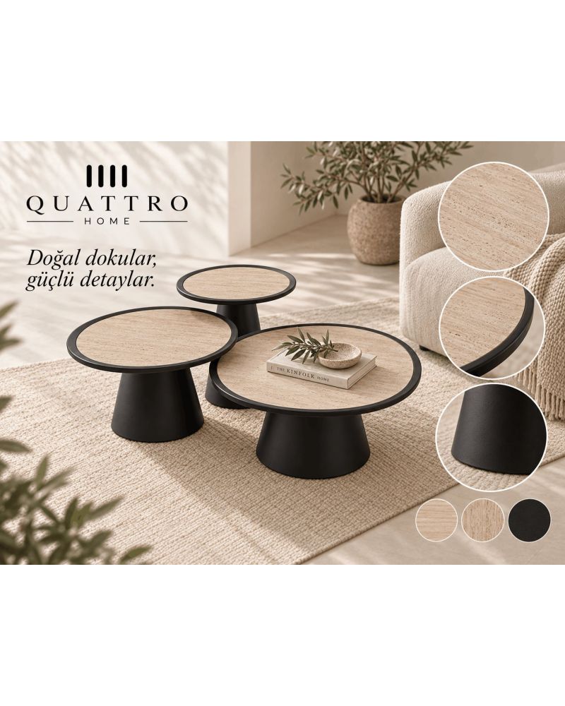 Üçlü Orta Sehpa Seti -1. parça: 45 × 45 × 55 cm 2. parça: 45 × 45 × 47 cm 3. parça: 45 × 45 × 44 cm