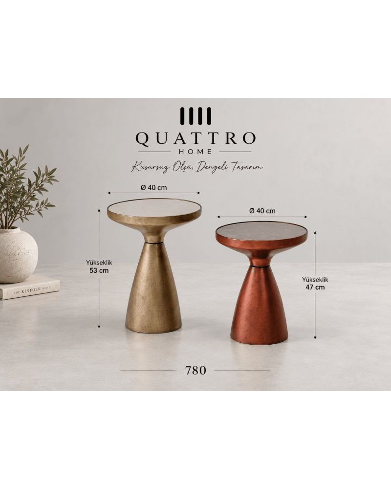 Aurelia 780 İkili Yan Sehpa-  Çap: 40 / 40 cm Yükseklik:   1 -53   / 2- 47 cm